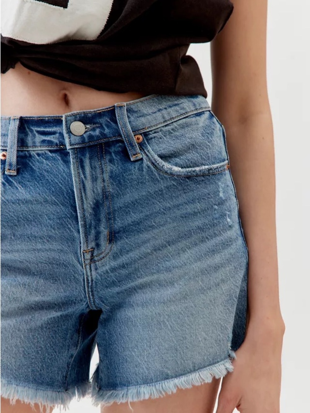 pistola Blue Whiskered Frayed Hem Denim Shorts Sweet Emotion 27 New